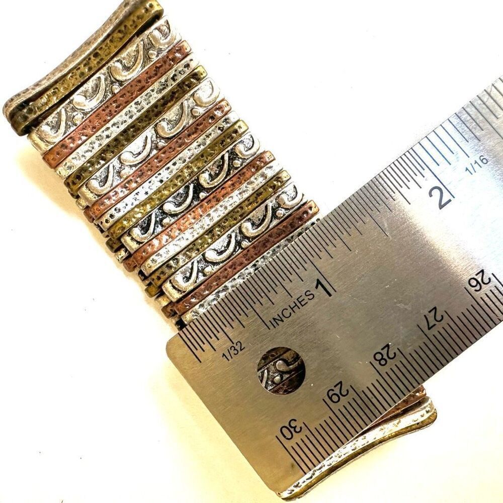 Tri tone wide stretchy bracelet - Picture 4 of 5